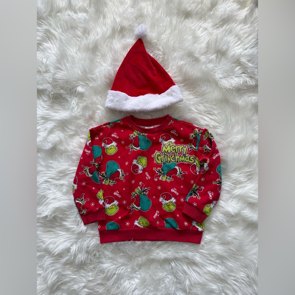 Grinch Christmas Sweatshirt & Hat